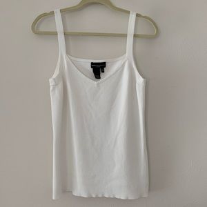 White Stretchy Ribbed V-neck Tank